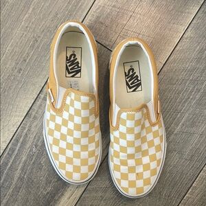 Vans Yellow and White Checkerboard Slip-On Sneakers